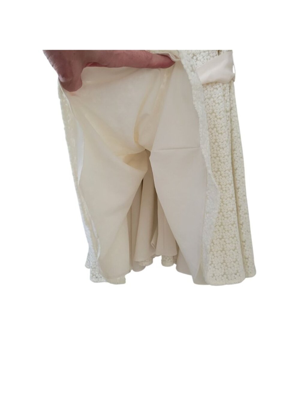 Amanda Uprichard Haley Daisy Lace Dress Womens Size M Cream V-Neck Bow Tie Waist - Picture 6 of 9